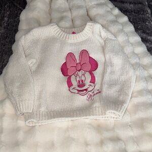 Disney Cream Sweater with Pink Minnie Mouse Applique